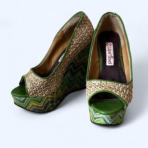 Vintage Two Lips Too Rafia Wedges